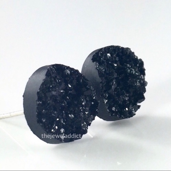 3 for 15🎀chunky Black Faux Druzy Studs - Picture 3 of 8